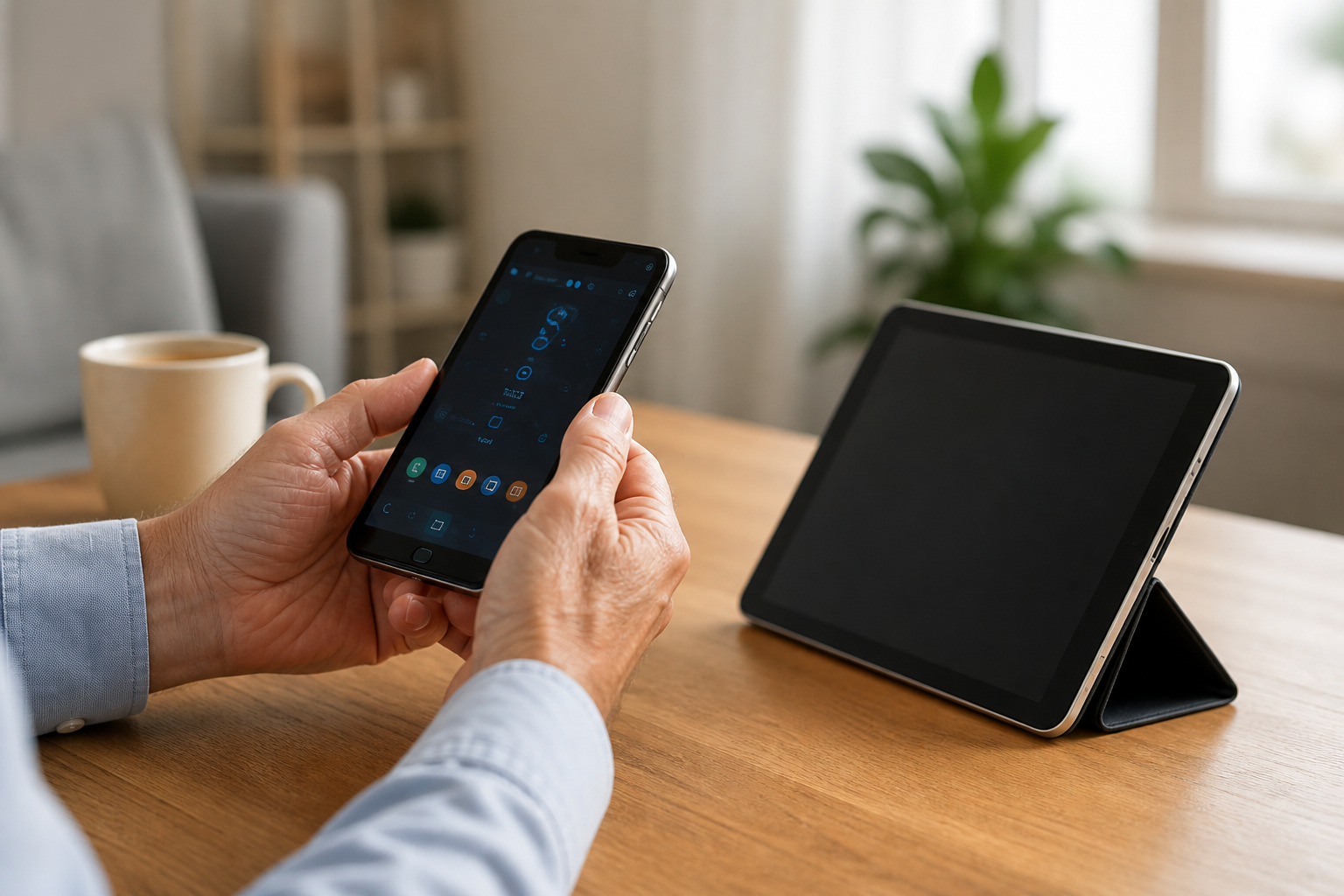 Smartphone und Tablet auf einem Tisch